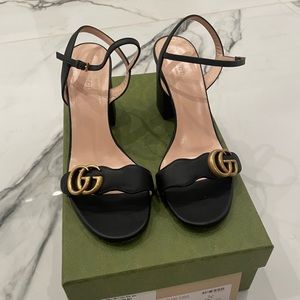 Gucci double GG sandals Leather mid-heel sandal 39